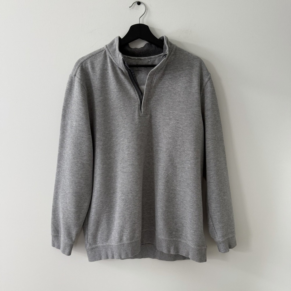 Walter Hagen 1/4 Zip Pullover Sweater Mens L Grey 11 Majors Cotton Blend